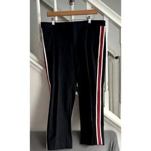 Banana Republic Black Ankle Pants with Red & White Side Stripes